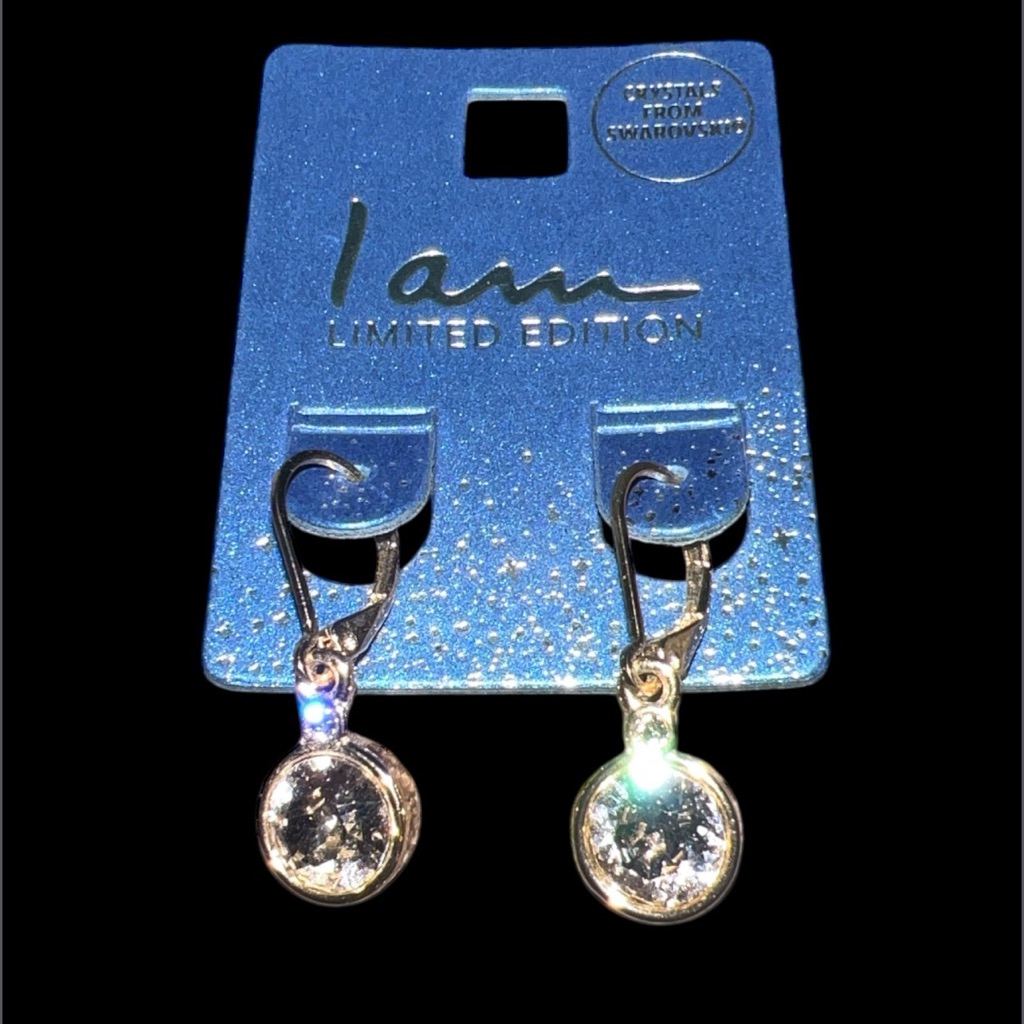 I Am Gold Tone Clasp Swarovski Crystal Dangle Earring Set 22$